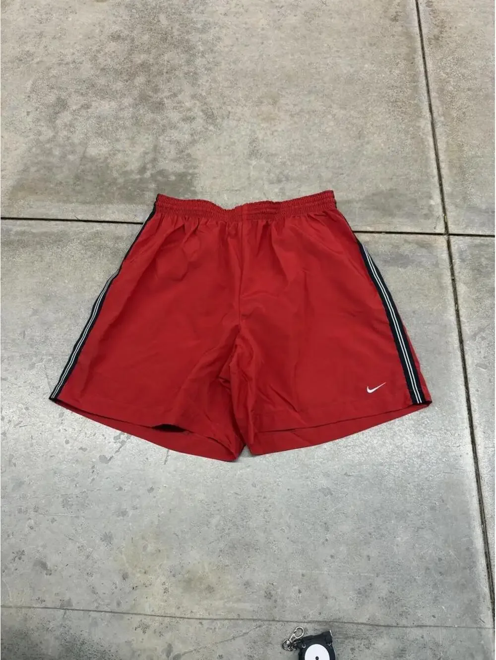 vintage nike red and white small swoosh gym shorts size large